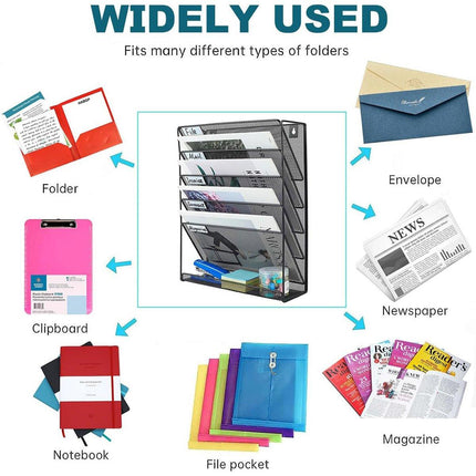 5 Tier Iron File Organiser Desktop File Management Shelf for Office Storage Desk