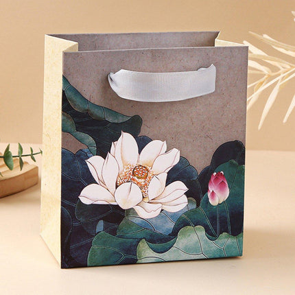 50pcs Blue Vintage Lotus Jewelry Box Paper Packaging Gift Boxes for Jewelry