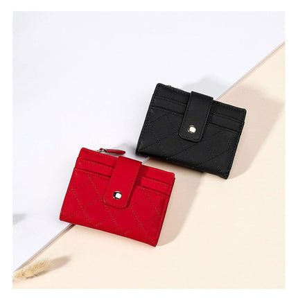 Stylish Women Short Wallet Multi-card Money Clip Zipper Two-Fold Purse Leather
