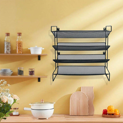Black Four Tier Kitchen Shelf Organizer Storage Rack for Home Organization Use