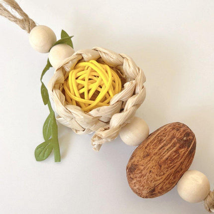 Parrot Chew Toys Bird Cage Accessories Hanging Pinecone Rattan Ball Foraging Toy