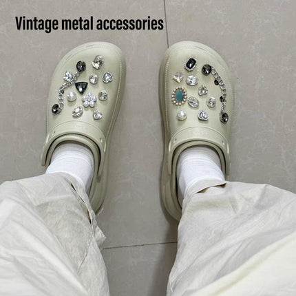 Retro Metal Pearl Shoe Buckle Removable Decoration DIY Accessories for Cave Shoe
