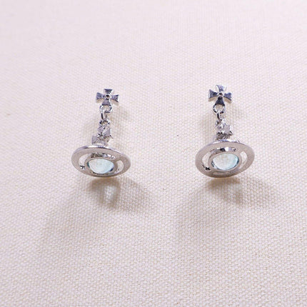 Elegant 3D Saturn Earrings for Women Unique Transparent Niche Design Jewelry