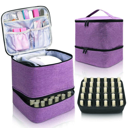 Portable Double Layer Nail Polish Essential Oil Storage Bag Travel Organizer