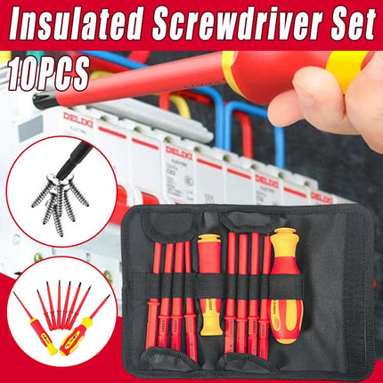 10PCS Insulated Screwdriver Set Multifunctional Electrician Tool Kit Bag Home