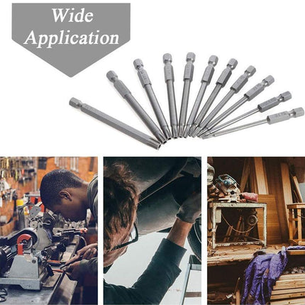 11x 100MM Long Steel Magnetic Torx Security Electric Screwdriver Bit Set T6~T40 - Aimall