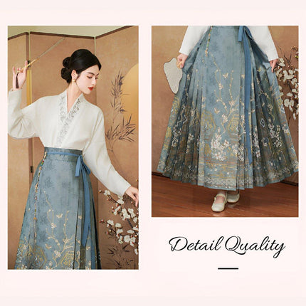 Spring Autumn Hanfu for Women Chinese Style Daily Wear Improved Horse Skirt