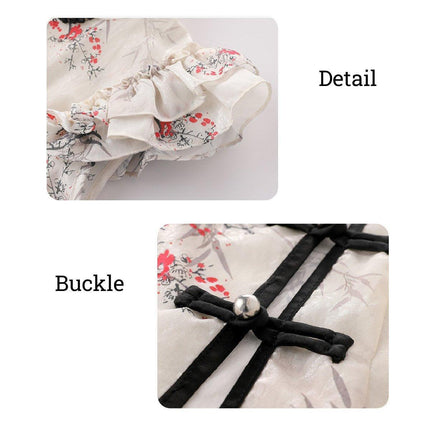 Traditional Style Girls Outfit Cheongsam Top with Matching Shorts Two-Piece Set