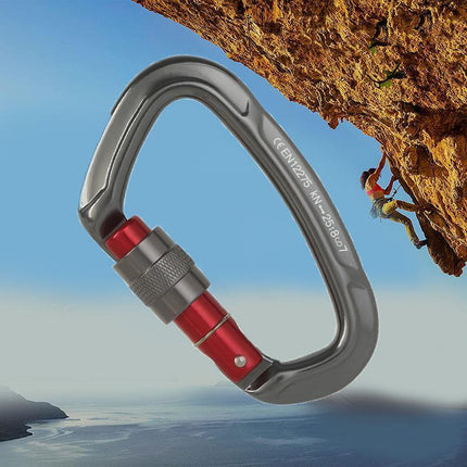 25KN Screwgate Locking Rock Climbing Carabiner Clip Aluminum D Ring Hook Buckle - Aimall