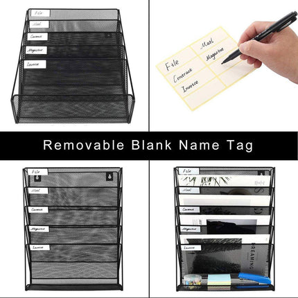 5 Tier Iron File Organiser Desktop File Management Shelf for Office Storage Desk