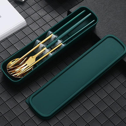 5PC Stainless Steel Portable Cutlery Set - Fork Spoon for Travel & Picnic - Aimall