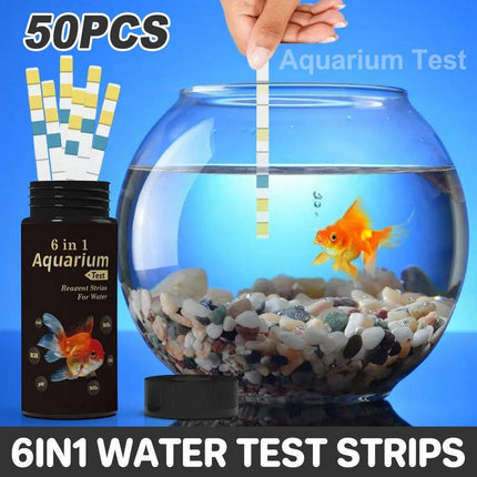 50pcs 6in1 Water Quality Test Strip for Fish Tank Aquarium Pool Accurate Testing