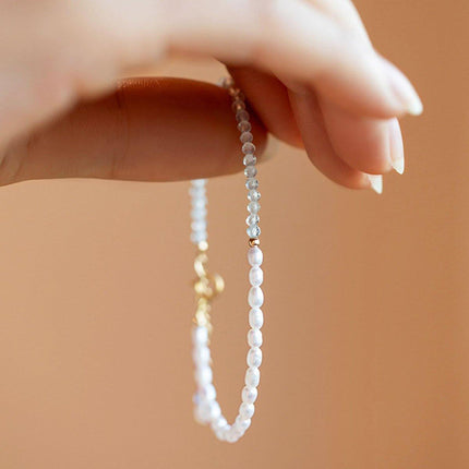 Light Blue Bracelet for Women Unique Design Small Pearl String Fine Jewelry