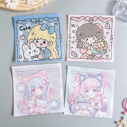 100pcs Cute Cartoon Ziplock Bags for Snacks Candy Cookies Plastic Storage Bags