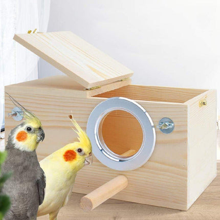 Wooden Right Opening Parrot Breeding Box Hatching Nesting Pet Cage for Birds