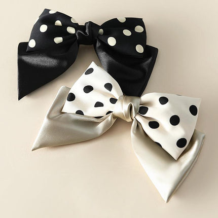 Girls Women Bow Ribbon Polka dots Hair head clip barrette headwear Korean Style - Aimall
