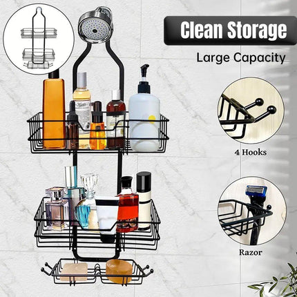 Perforation Free Toilet Bathroom Wall Shelf Household Shower Storage Organizer