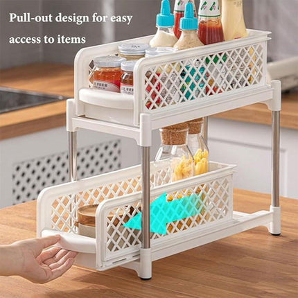 Bathroom Kitchen Sink Storage Rack Drawer Plastic Shelf Seasoning Holder