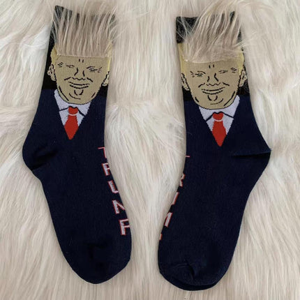 Unisex Fashion Hair Pattern Cotton Mid Calf Socks Trendy Design Comfortable Fit