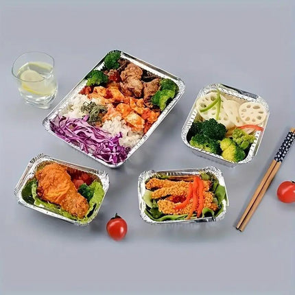 125PCS Disposable Quadrate Tin Foil Pans Oven Grill Safe Non-Stick Baking Trays