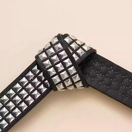 2PCS Square Rivet Belt Punk Style Jeans Waist Belt for Men and Women Fashion