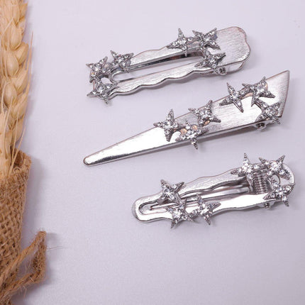 Super Flash Silver Star Hair Clips Duck Beak Barrettes Hair Accessories Set