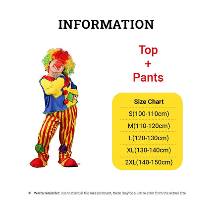 Halloween Boy Girl Clown Costume Cosplay Masquerade Magic Costume Circus Clown Suit