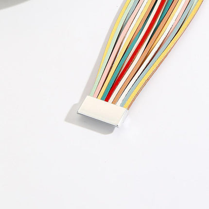 Multiple Gradient Leather Wristband Bracelet Bangle Magnetic Clasp Bracelet - Aimall