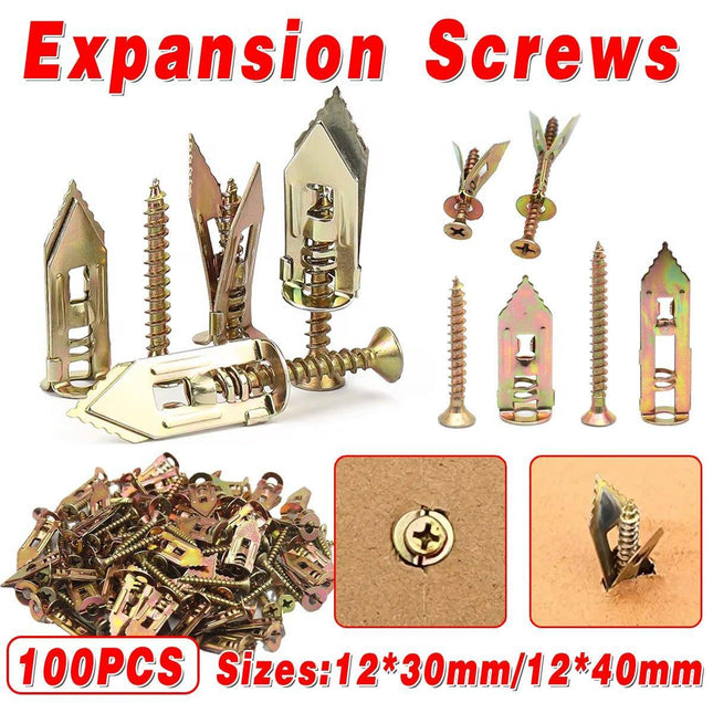 100PCS Self-Drilling Anchors Screws Percussion Expansion Kit -12x30mm/12x40mm