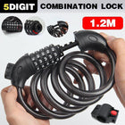 Bike Bicycle Cycling Lock 5-Digit Combination Security Cable Lock 12*1200mm - Aimall