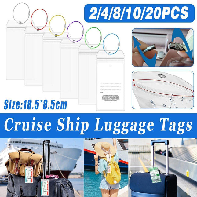 2/10PCS Cruise Ship Luggage Tags Holders Zip Pouch Keyring Steel Wire Cable