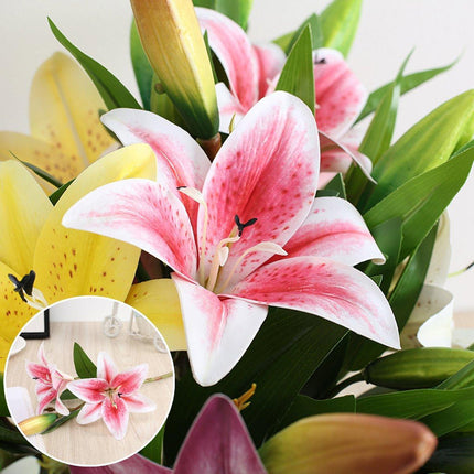 2PCS Artificial Lily Flowers Wedding Home Decor Fake Wild Lily Floral Stems