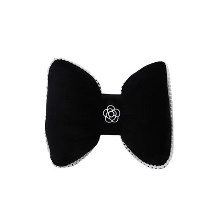 Black Bowknot Neck Pillow Plush Bow Tie Soft Plush Car Headrest Waist Support