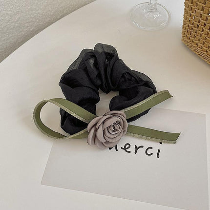 Korean Style Camellia Bow Hair Ties Large Intestine Hair Ring Hair Rope Bands - Aimall