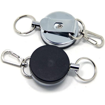 2 Recoil Key Ring Retractable Chain ID Pull Holder Reel Belt Clip Extend Keyring - Aimall