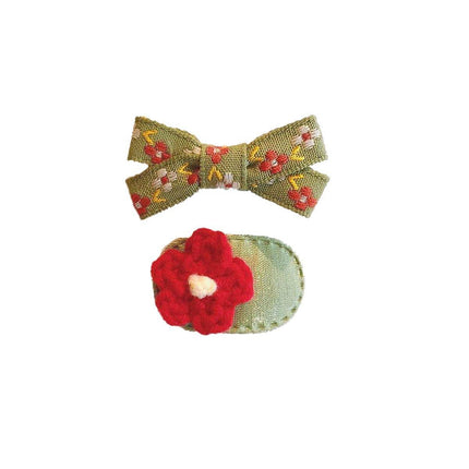 Mini Oval Hair Clips with Bows and Flowers Decorative Hair Accessories