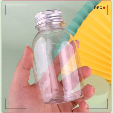 20pcs 250ml Reusable Plastic Juice Bottles 38mm Caliber Clear Beverage Container