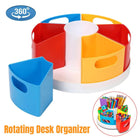 Rotating Pen Holder with Compartments Desk Organizer Office Stationery Storage