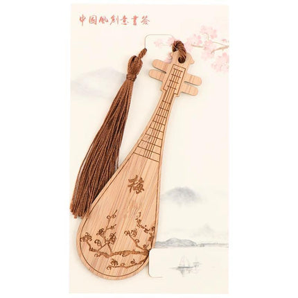 Chinese Style Bass Book Folder Book Clip Bamboo Bookmark Guitar Bookmark Lable - Aimall