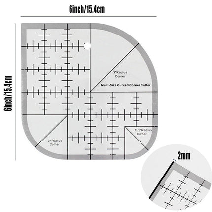 Multifunctional Acrylic Quilting Ruler Non-Slip Corner Round Edge DIY Sewing