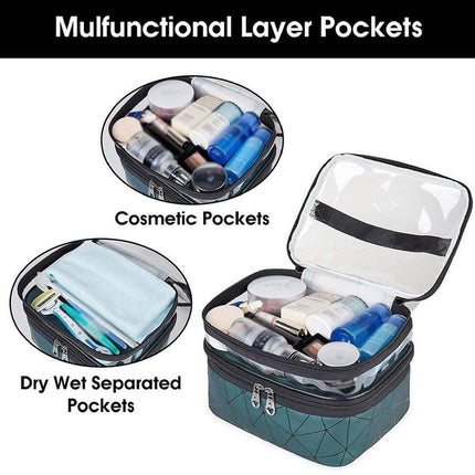 Portable Double-Layer Large Capacity Waterproof Cosmetic Bag Travel Toiletry Bag