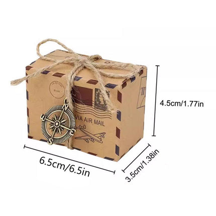 50PCS Vintage Kraft Paper Candy Boxes Wedding Creative Chocolate Packaging Box