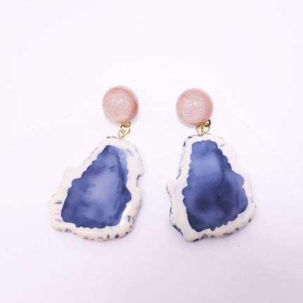 Vintage Art Resin Stud Earrings Colourful Fashion Pink blue Earrings Jewelry Gift