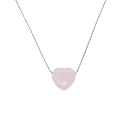 Fashion Girls Necklace Pink Love Titanium Steel Snake Chain Big Heart Pendant