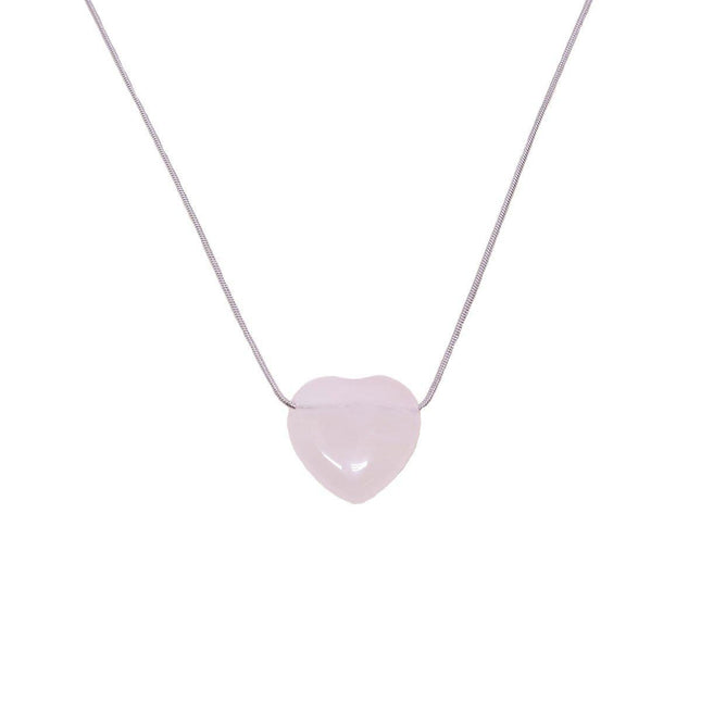 Fashion Girls Necklace Pink Love Titanium Steel Snake Chain Big Heart Pendant