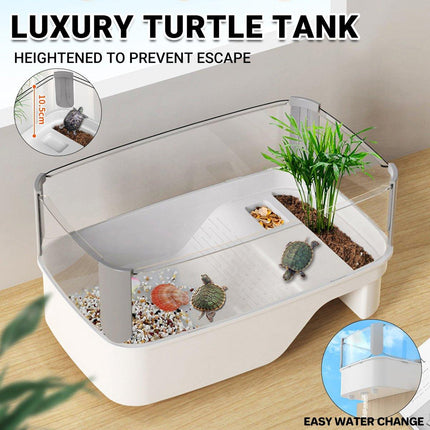 Tortoise Tank With Basking Table Brazilian Turtle Habitat For Living Room