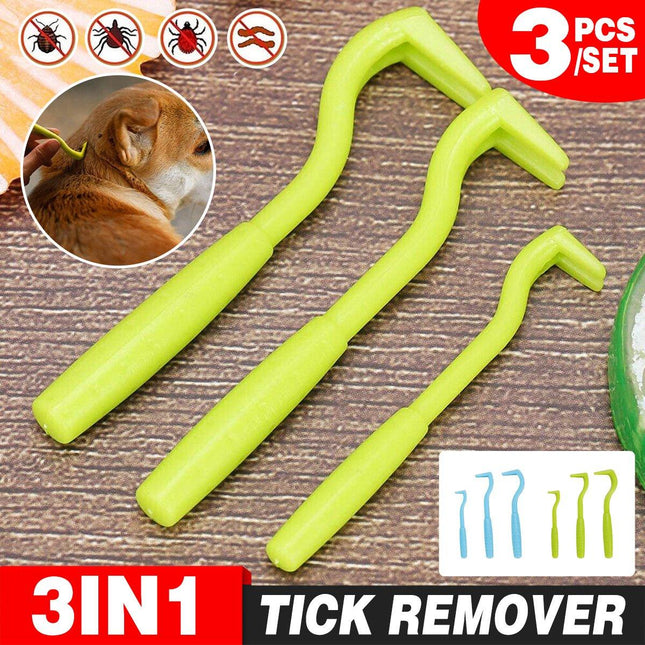 3PCS Tick Removal Tool Set Pet Dog Cat Flea Picker Twist Hook Scratching Remover - Aimall