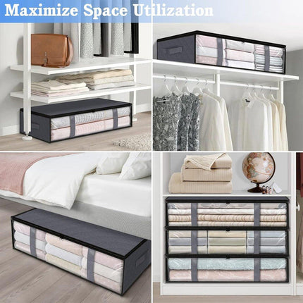 3pcs Underbed Storage Box Clothes Organizer Foldable Containers for Home Use