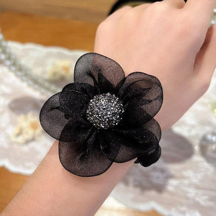 Women Gauze Flower hairband Mesh Bow Hair Claw Hair Grab Clip Hair Accessories - Aimall