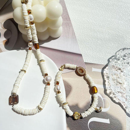 Pepe Wheel Pearl Necklace And Bracelet Set Elegant Jewelry For Women Fashion